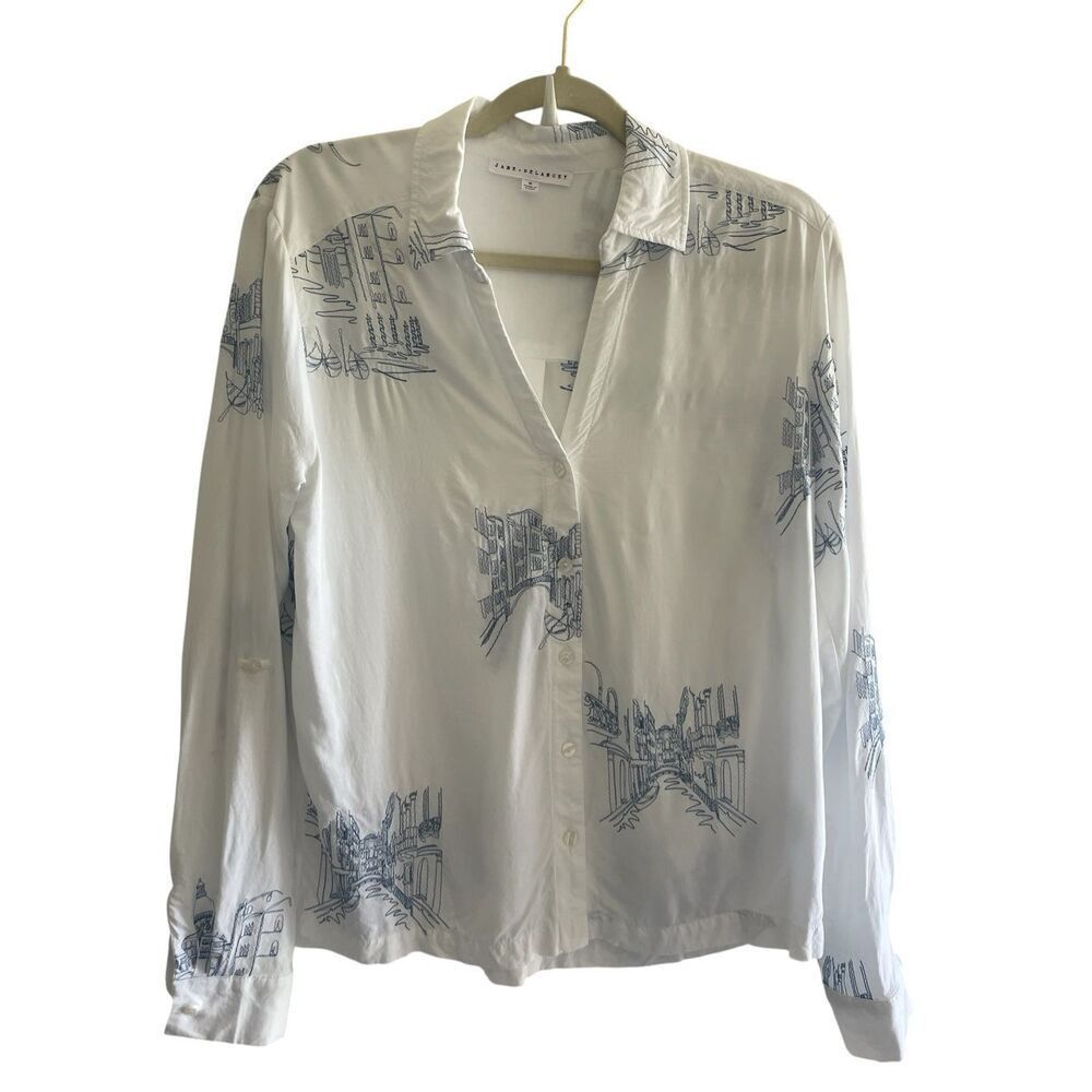 Jane & Delancey Venice Italy Gondola Shirt Women’s Medium Blouse Top Embroidered